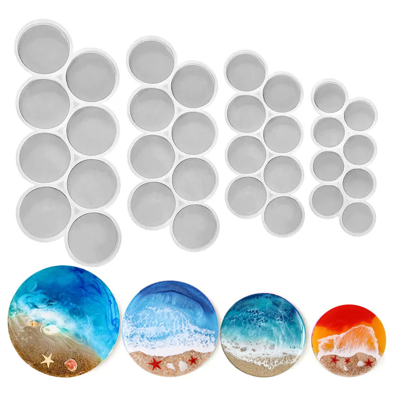 Resin Art Kit With Molds - Molde redondo de silicona con agarre