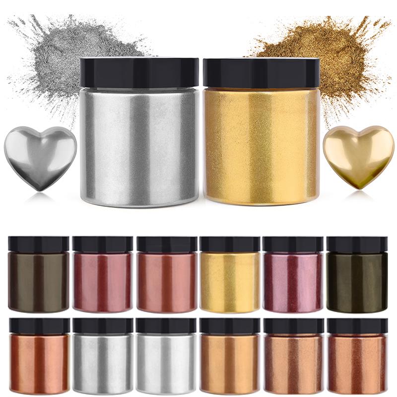 50g brillo metálico oro plata  - Resin Art Letters reseña y precio